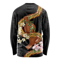 Aloha Hawaii Ipu Gourd Mix ʻĀkulikuli Lei Long Sleeve Shirt Obsidian Black LT7 - Polynesian Pride