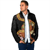 Aloha Hawaii Ipu Gourd Mix ʻĀkulikuli Lei Padded Jacket Obsidian Black LT7 - Polynesian Pride