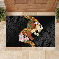 Aloha Hawaii Ipu Gourd Mix ʻĀkulikuli Lei Rubber Doormat Obsidian Black LT7 Obsidian Black - Polynesian Pride