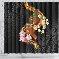 Aloha Hawaii Ipu Gourd Mix ʻĀkulikuli Lei Shower Curtain Obsidian Black LT7 - Polynesian Pride