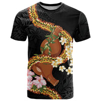 Aloha Hawaii Ipu Gourd Mix ʻĀkulikuli Lei T Shirt Obsidian Black LT7 Obsidian Black - Polynesian Pride