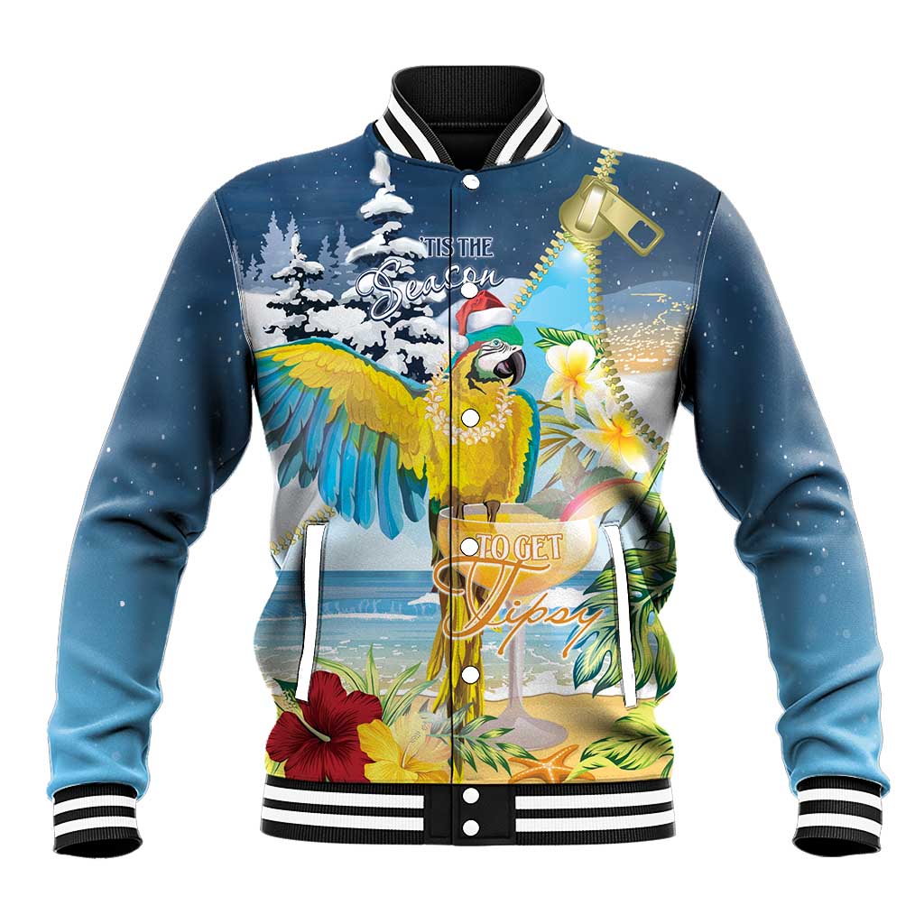 Funny Tropical Christmas Baseball Jacket Tis The Season To Get Tipsy LT7 Unisex Colorful - Polynesian Pride