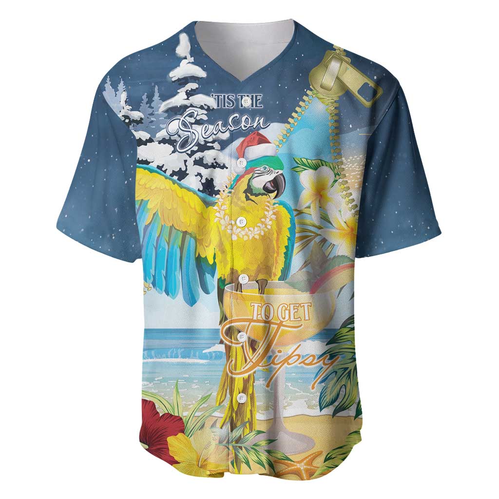 Funny Tropical Christmas Baseball Jersey Tis The Season To Get Tipsy LT7 Colorful - Polynesian Pride