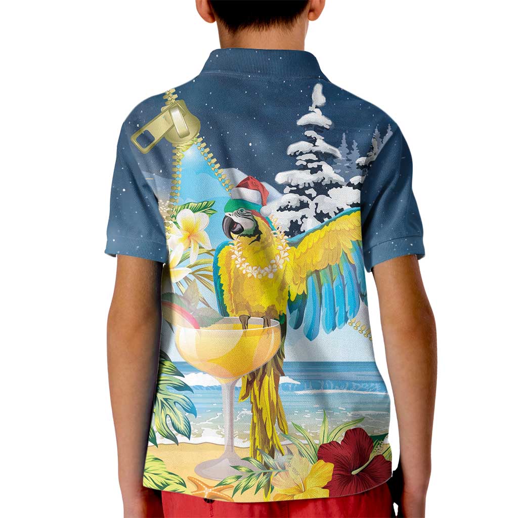 Funny Tropical Christmas Kid Polo Shirt Tis The Season To Get Tipsy LT7 - Polynesian Pride
