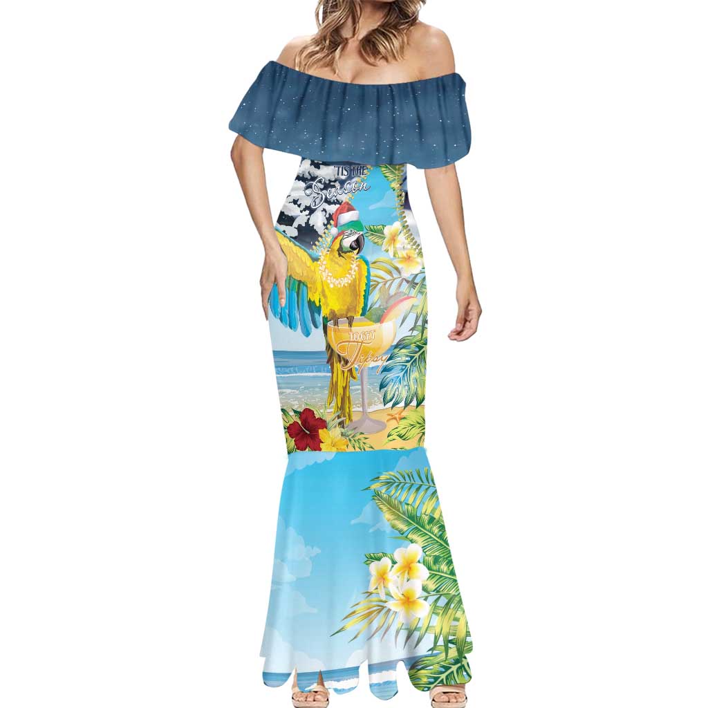Funny Tropical Christmas Mermaid Dress Tis The Season To Get Tipsy LT7 - Polynesian Pride
