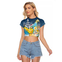 Funny Tropical Christmas Raglan Cropped T Shirt Tis The Season To Get Tipsy LT7 Female Colorful - Polynesian Pride