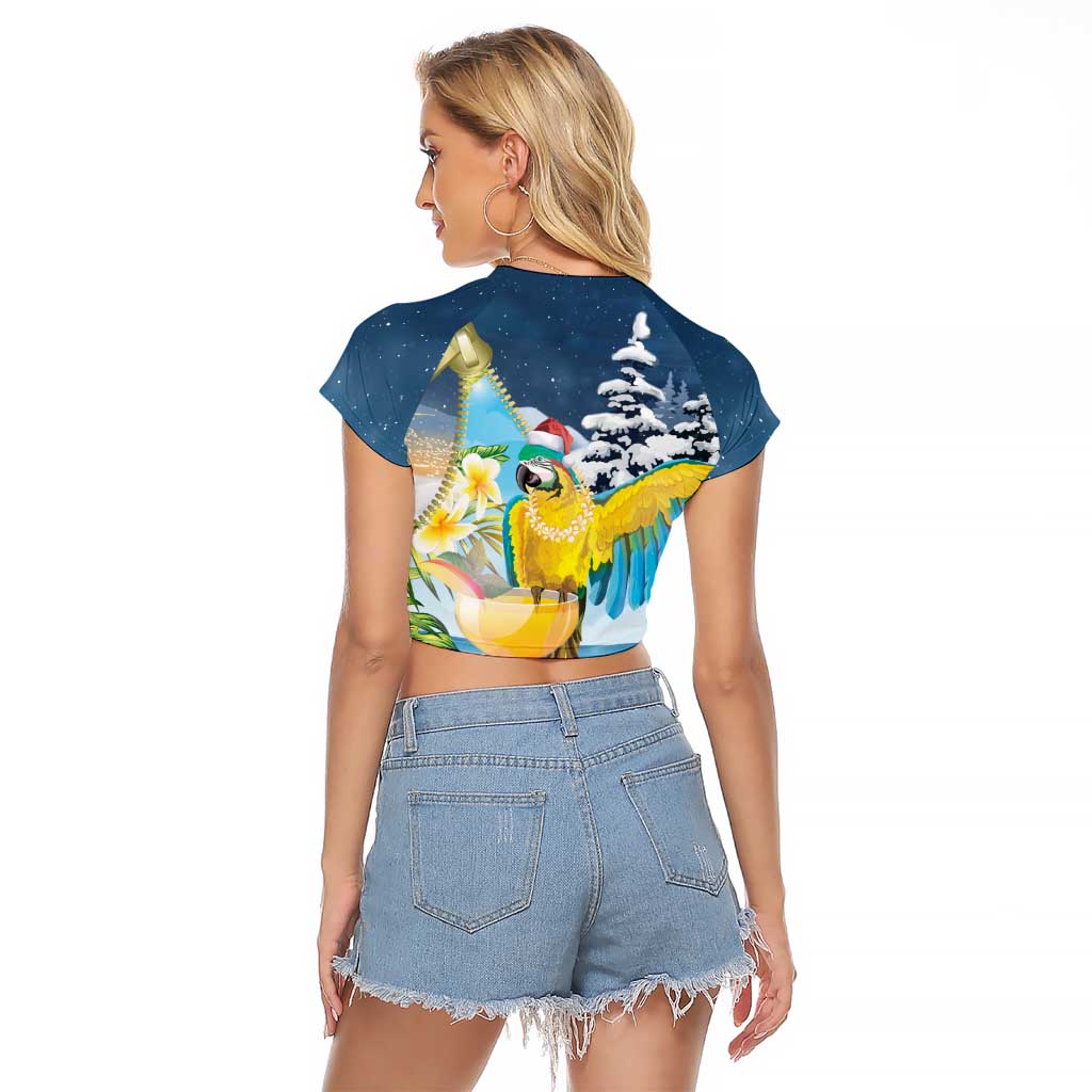 Funny Tropical Christmas Raglan Cropped T Shirt Tis The Season To Get Tipsy LT7 - Polynesian Pride