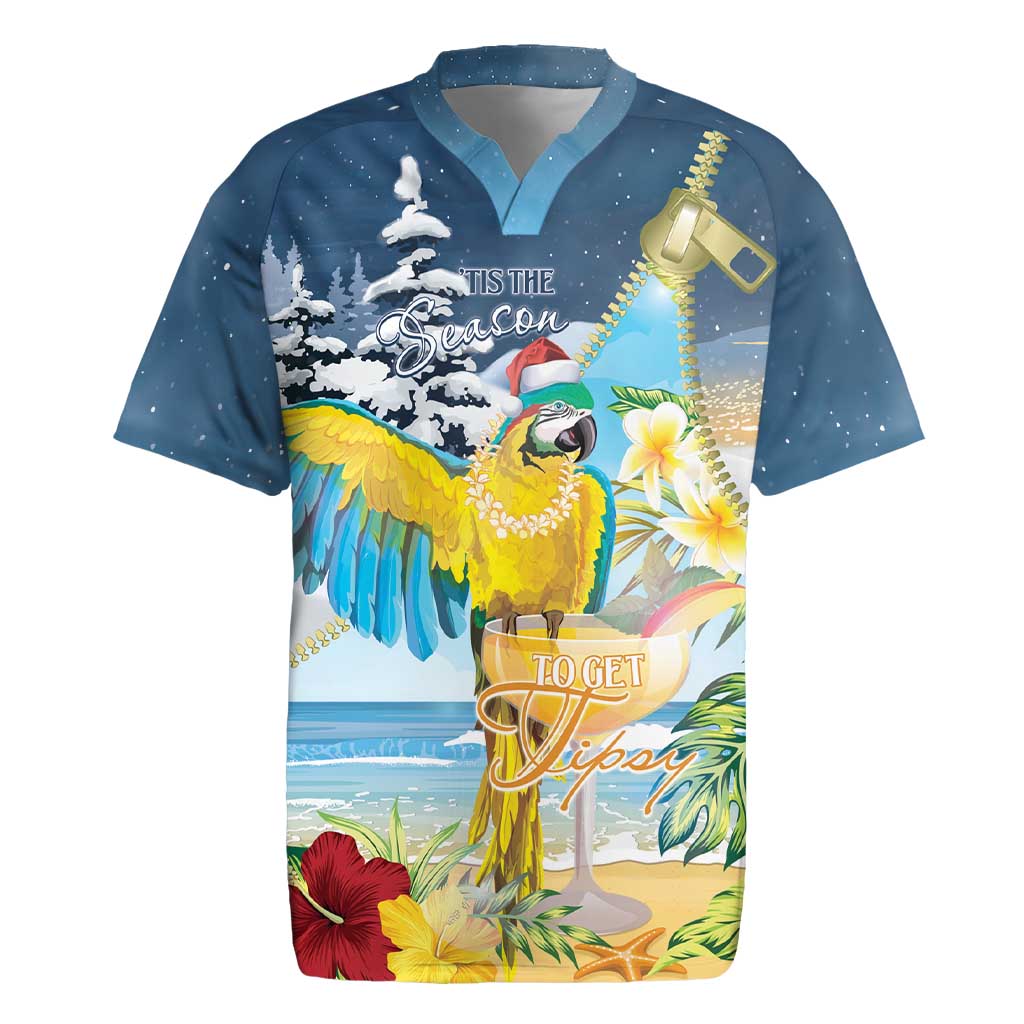 Funny Tropical Christmas Rugby Jersey Tis The Season To Get Tipsy LT7 Colorful - Polynesian Pride