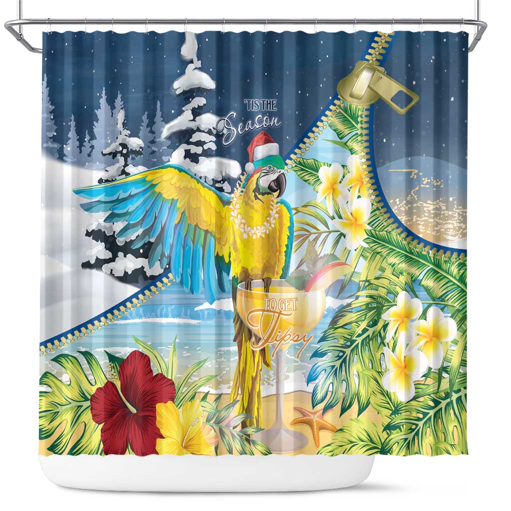 Funny Tropical Christmas Shower Curtain Tis The Season To Get Tipsy LT7 Colorful - Polynesian Pride