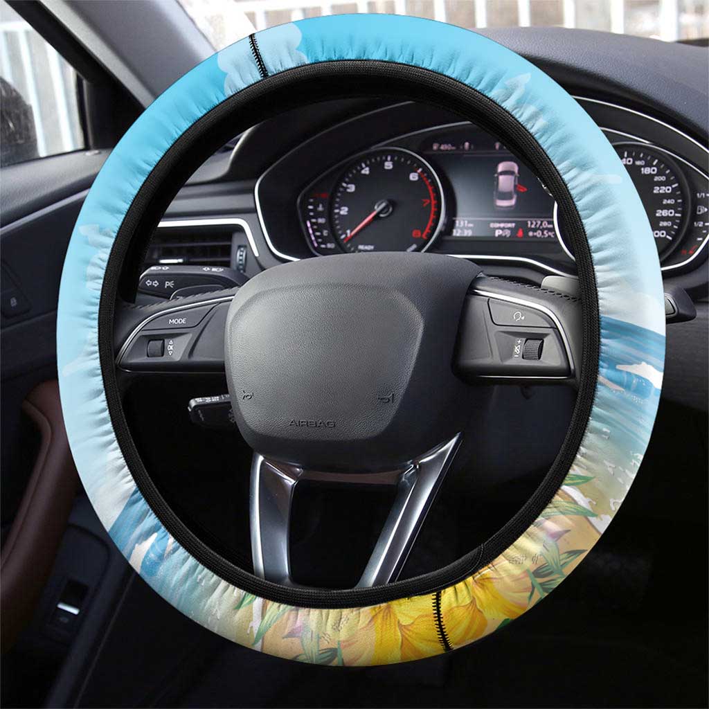 Funny Tropical Christmas Steering Wheel Cover Tis The Season To Get Tipsy