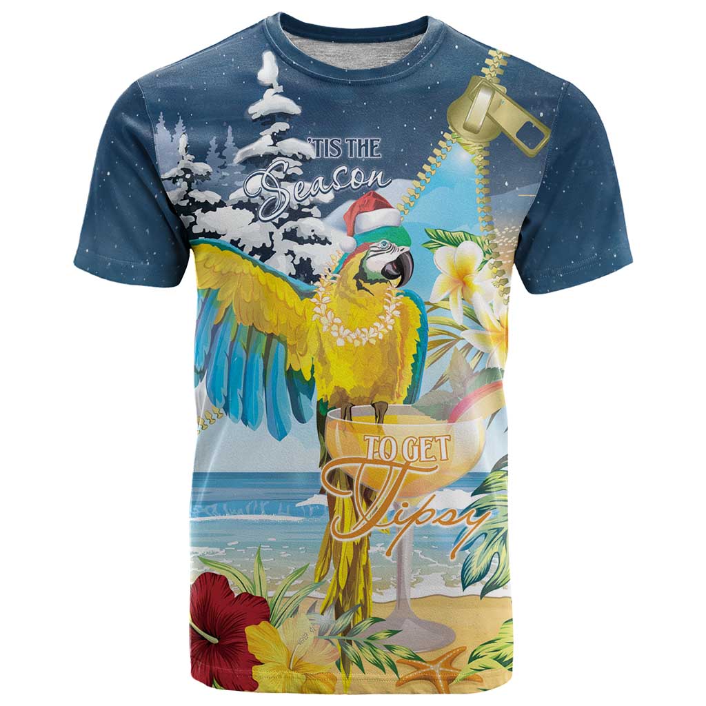 Funny Tropical Christmas T Shirt Tis The Season To Get Tipsy