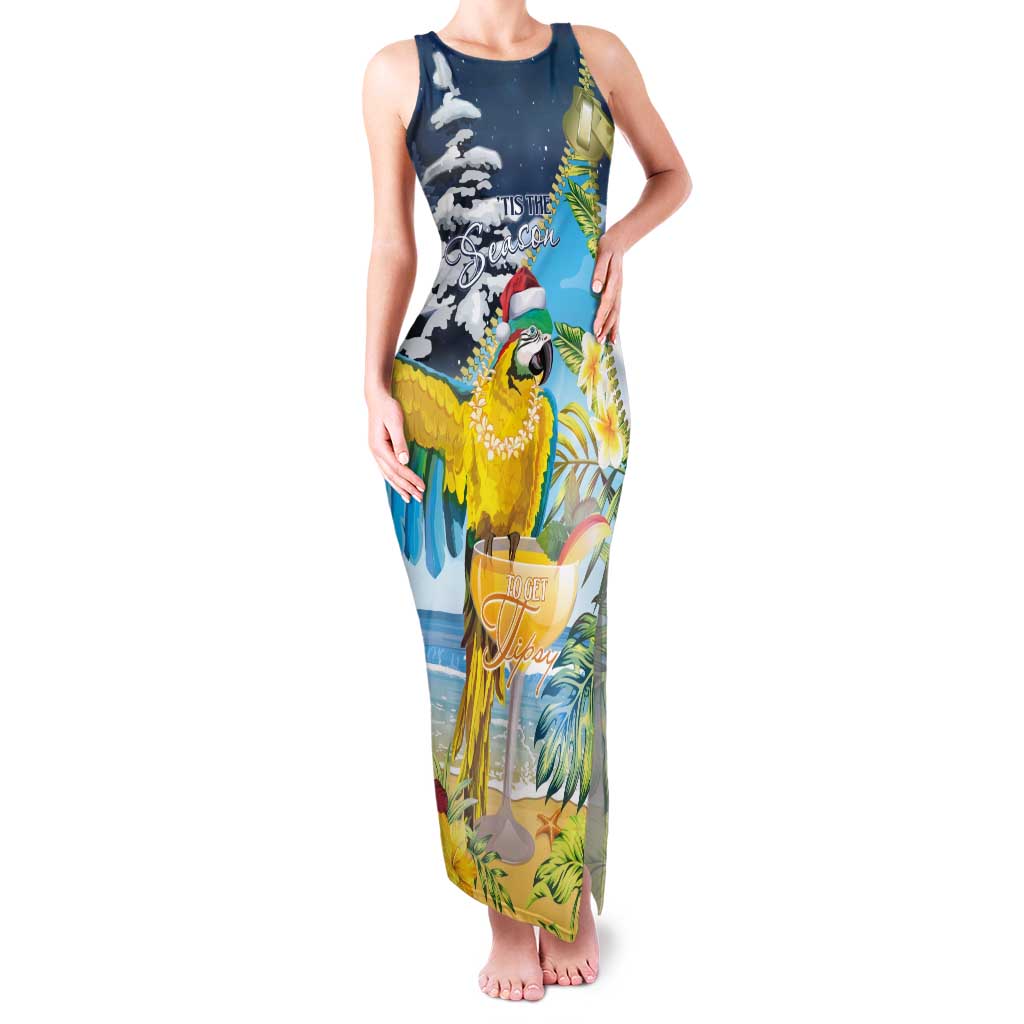 Funny Tropical Christmas Tank Maxi Dress Tis The Season To Get Tipsy LT7 Women Colorful - Polynesian Pride