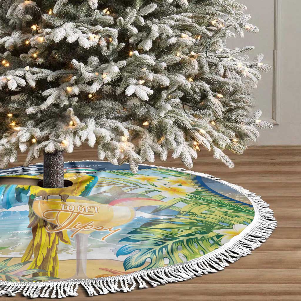 Funny Tropical Christmas Tree Skirt Tis The Season To Get Tipsy