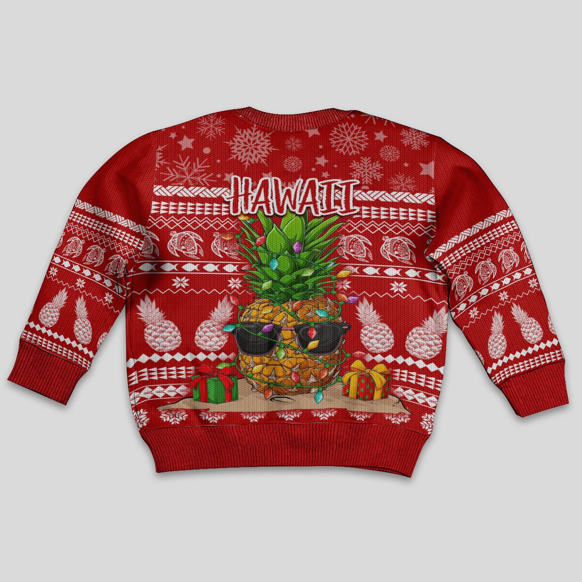 Hawaii Pineapple Christmas Kid Ugly Christmas Sweater Mele Kalikimaka LT7 - Polynesian Pride