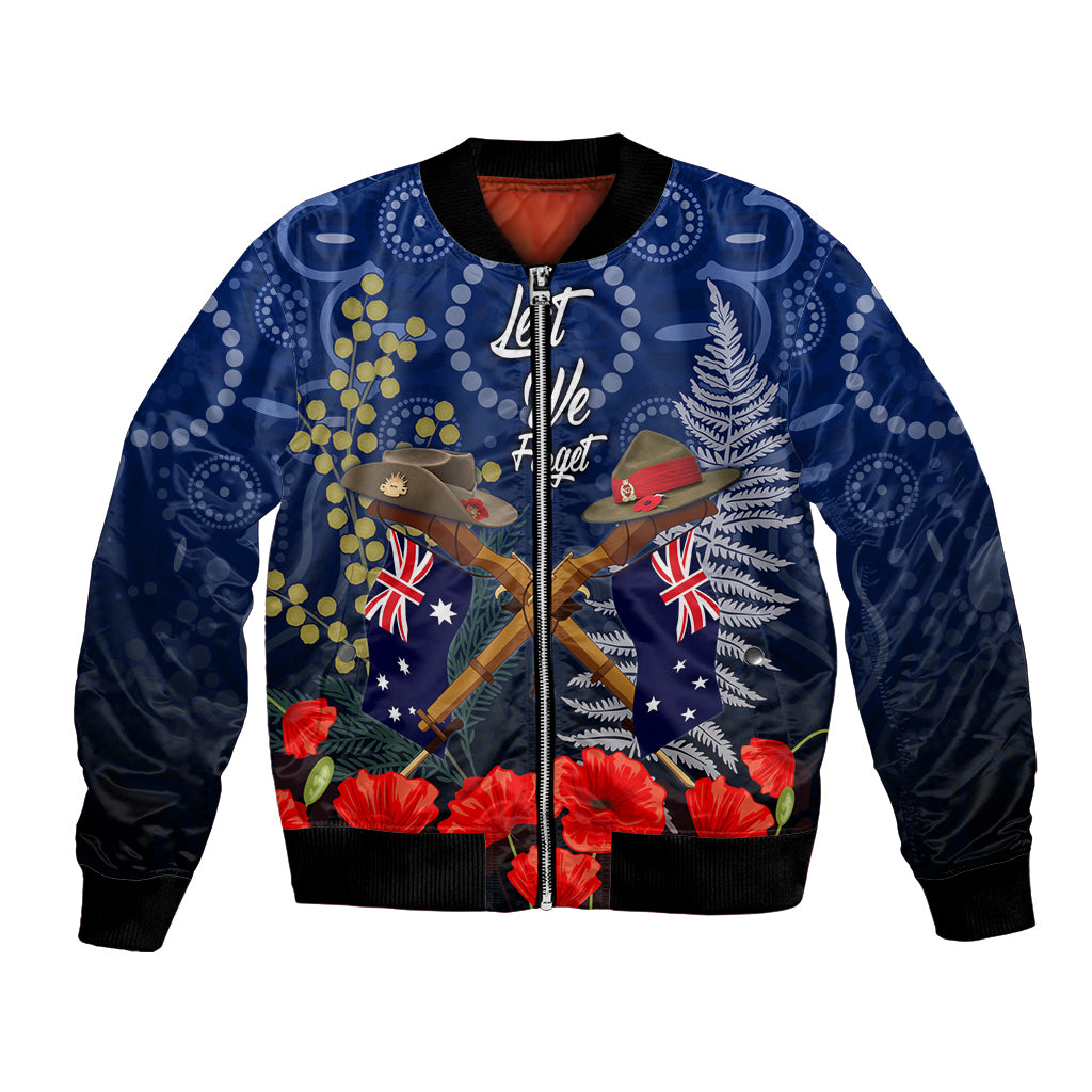 Anzac Bomber Jacket Ausralia Aboriginal Mix New Zealand Slouch Hats LT7 Unisex Blue - Polynesian Pride