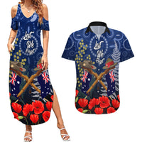 Anzac Couples Matching Summer Maxi Dress and Hawaiian Shirt Ausralia Aboriginal Mix New Zealand Slouch Hats LT7 Blue - Polynesian Pride
