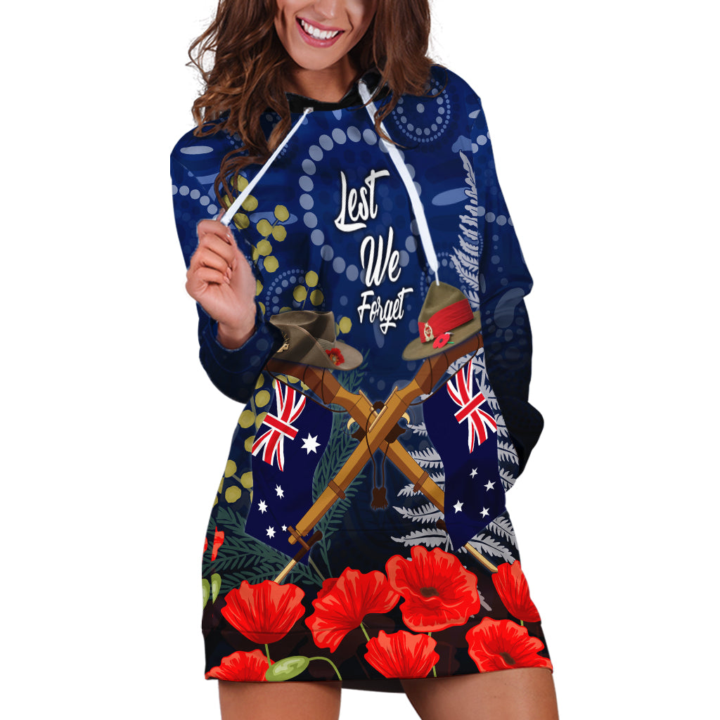 Anzac Hoodie Dress Ausralia Aboriginal Mix New Zealand Slouch Hats LT7 Blue - Polynesian Pride