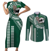 Hawaii Rainbow Warriors Personalized Couples Matching Short Sleeve Bodycon Dress and Long Sleeve Button Shirt Kakau Ikakai Laau Pama