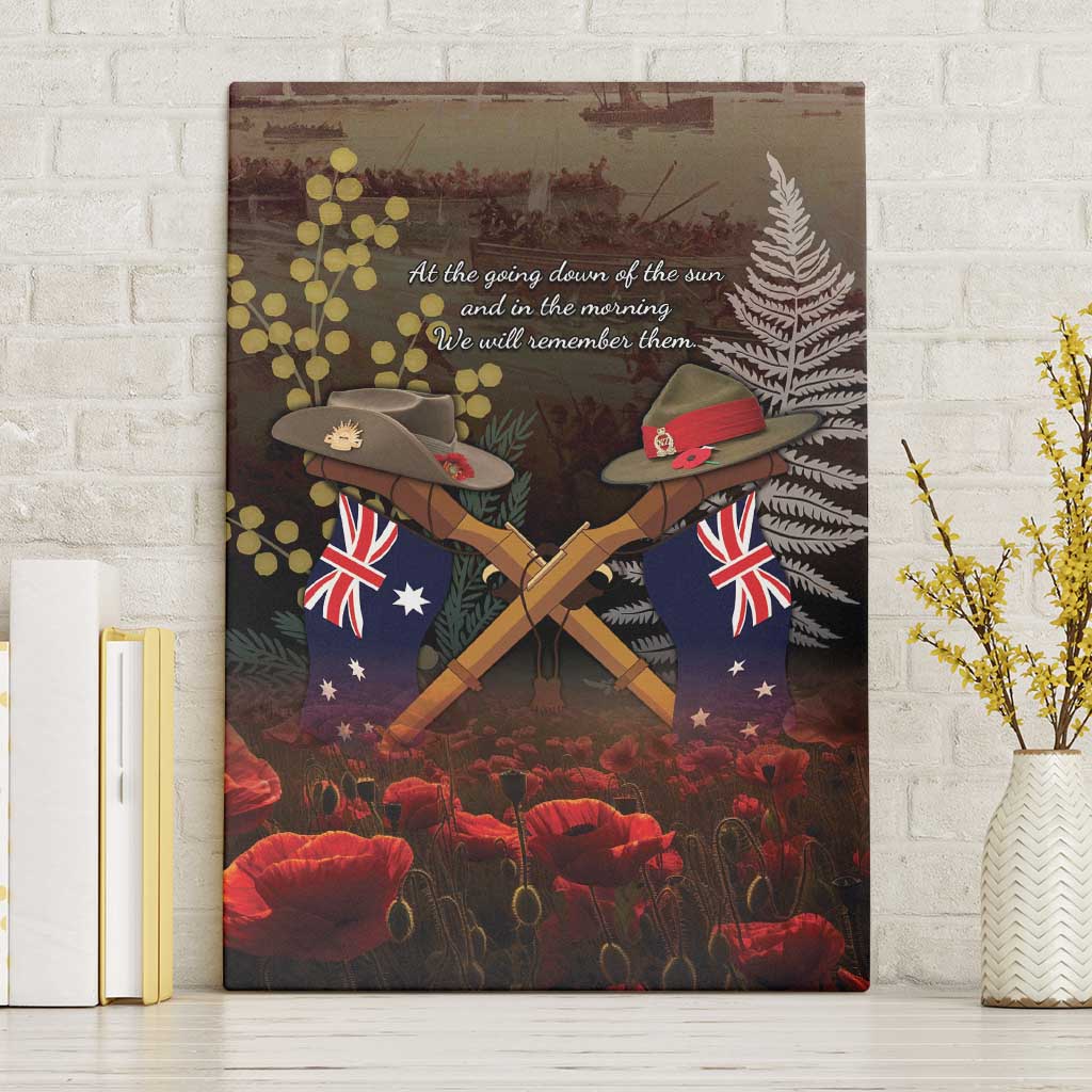 Australia - New Zealand ANZAC Canvas Wall Art Gallipoli ANZAC Cove Landing LT7 Without Frame Black - Polynesian Pride