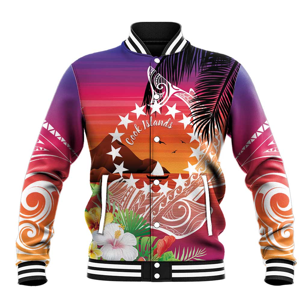 Kia Orana Cook Islands Baseball Jacket Sunset Dream LT7 Unisex Art - Polynesian Pride