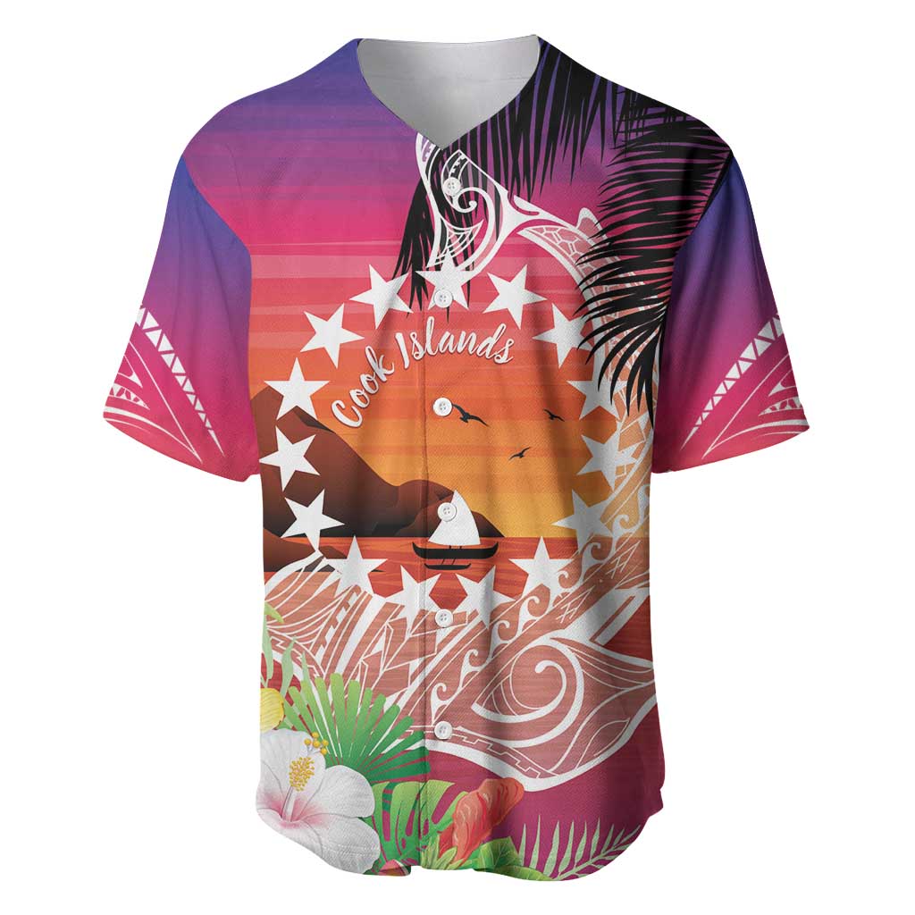 Kia Orana Cook Islands Baseball Jersey Sunset Dream LT7 Art - Polynesian Pride