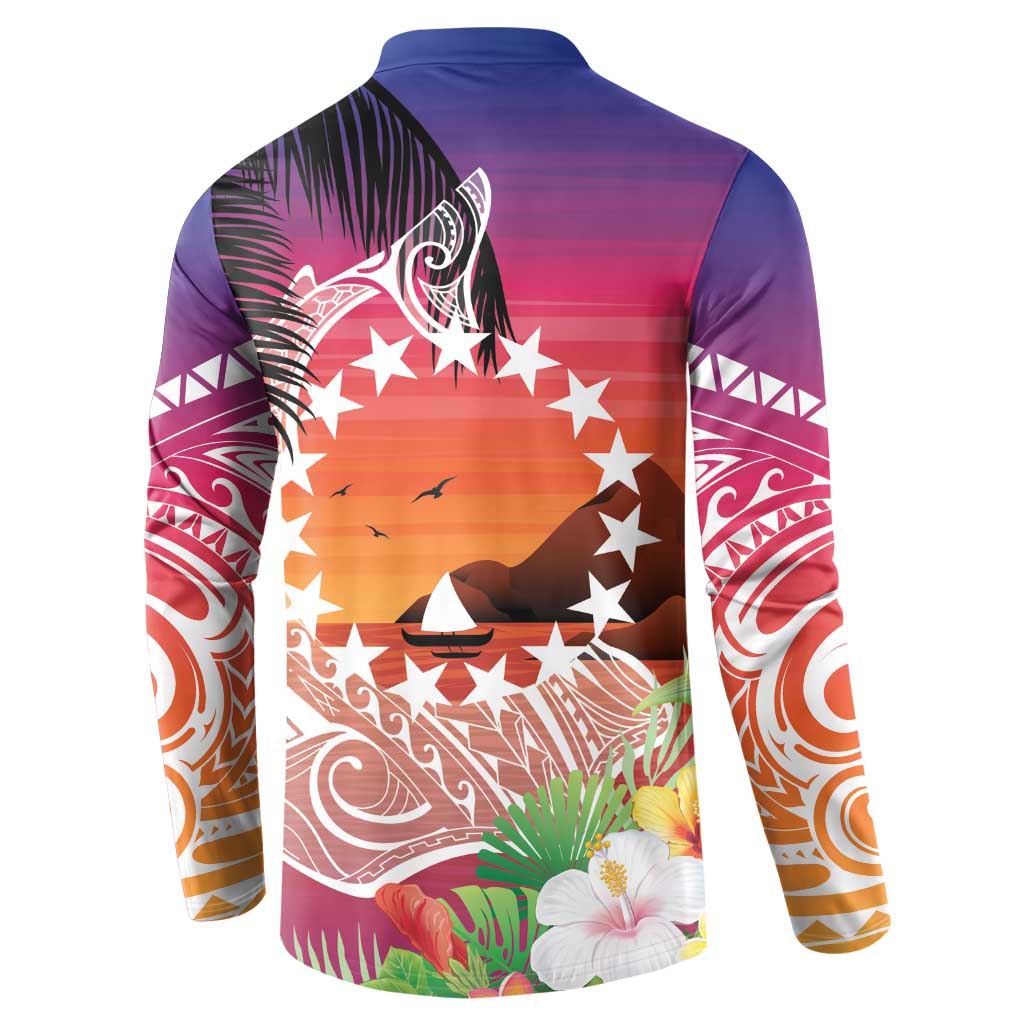 Kia Orana Cook Islands Button Sweatshirt Sunset Dream LT7 - Polynesian Pride