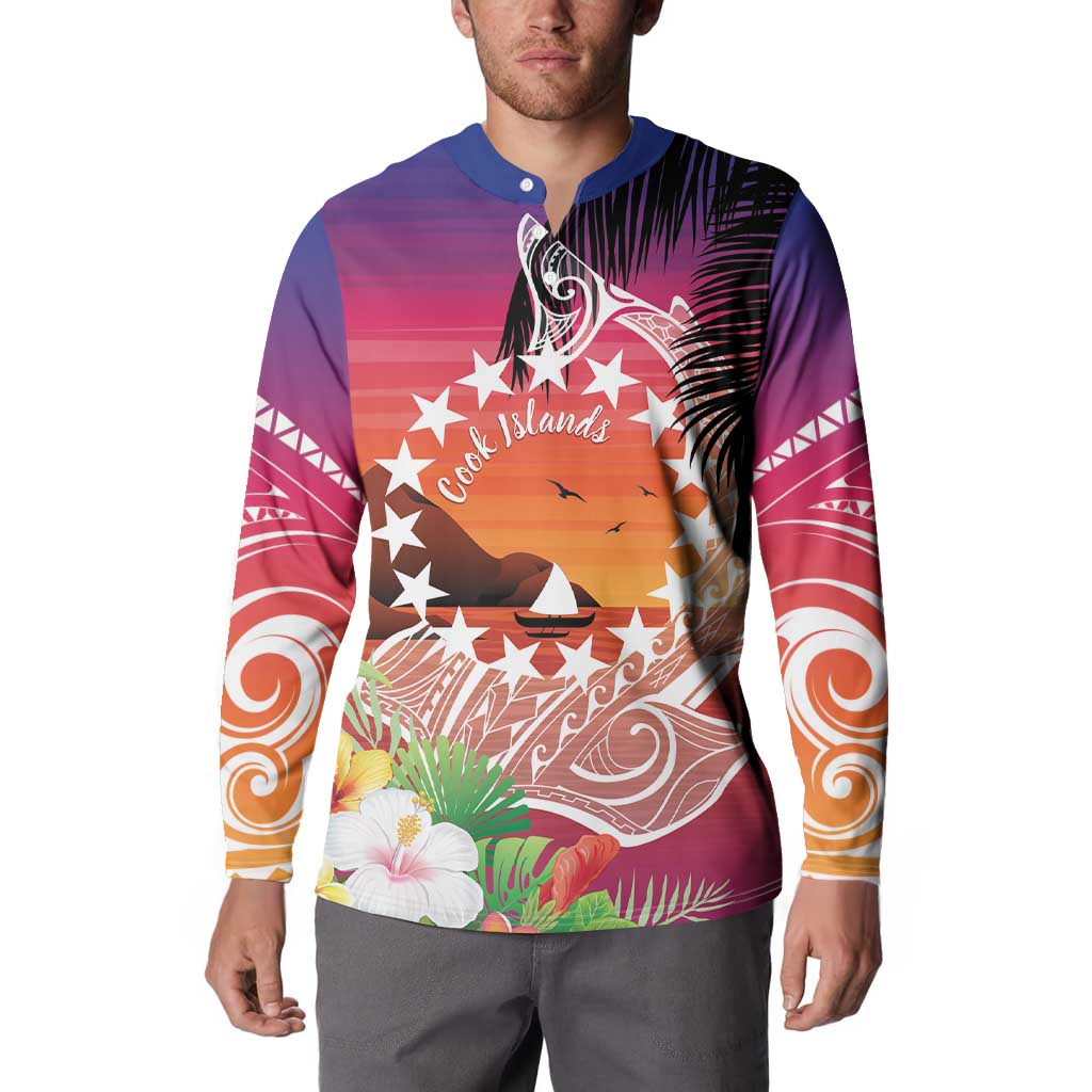 Kia Orana Cook Islands Button Sweatshirt Sunset Dream LT7 - Polynesian Pride