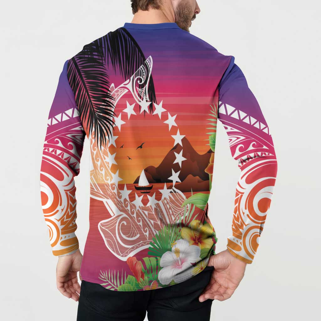 Kia Orana Cook Islands Button Sweatshirt Sunset Dream LT7 - Polynesian Pride