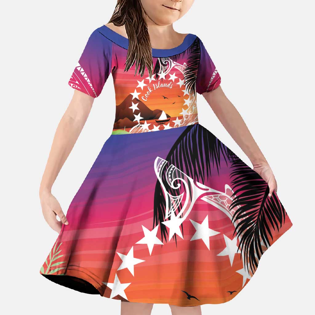 Kia Orana Cook Islands Family Matching Mermaid Dress and Hawaiian Shirt Sunset Dream