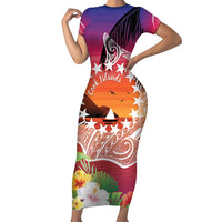 Kia Orana Cook Islands Family Matching Short Sleeve Bodycon Dress and Hawaiian Shirt Sunset Dream LT7 Mom's Dress Art - Polynesian Pride