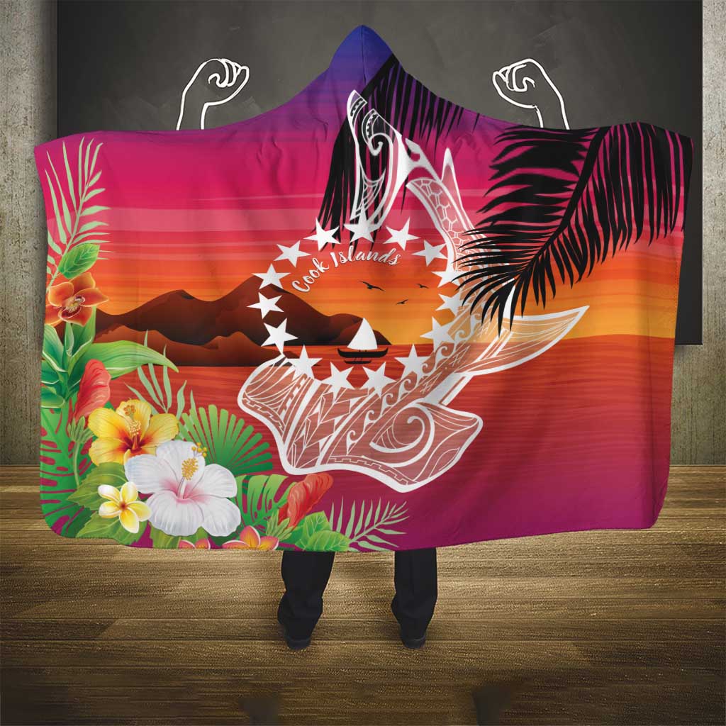 Kia Orana Cook Islands Hooded Blanket Sunset Dream