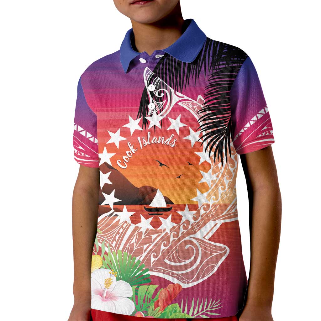 Kia Orana Cook Islands Kid Polo Shirt Sunset Dream LT7 Kid Art - Polynesian Pride