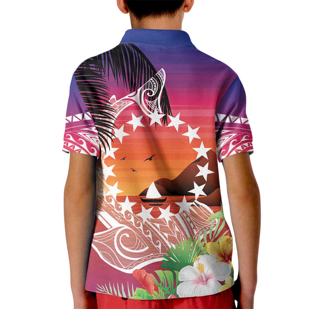 Kia Orana Cook Islands Kid Polo Shirt Sunset Dream LT7 - Polynesian Pride