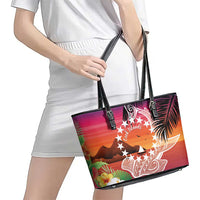 Kia Orana Cook Islands Leather Tote Bag Sunset Dream LT7 - Polynesian Pride