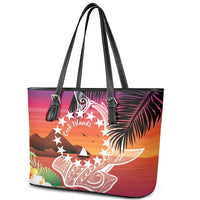 Kia Orana Cook Islands Leather Tote Bag Sunset Dream LT7 - Polynesian Pride