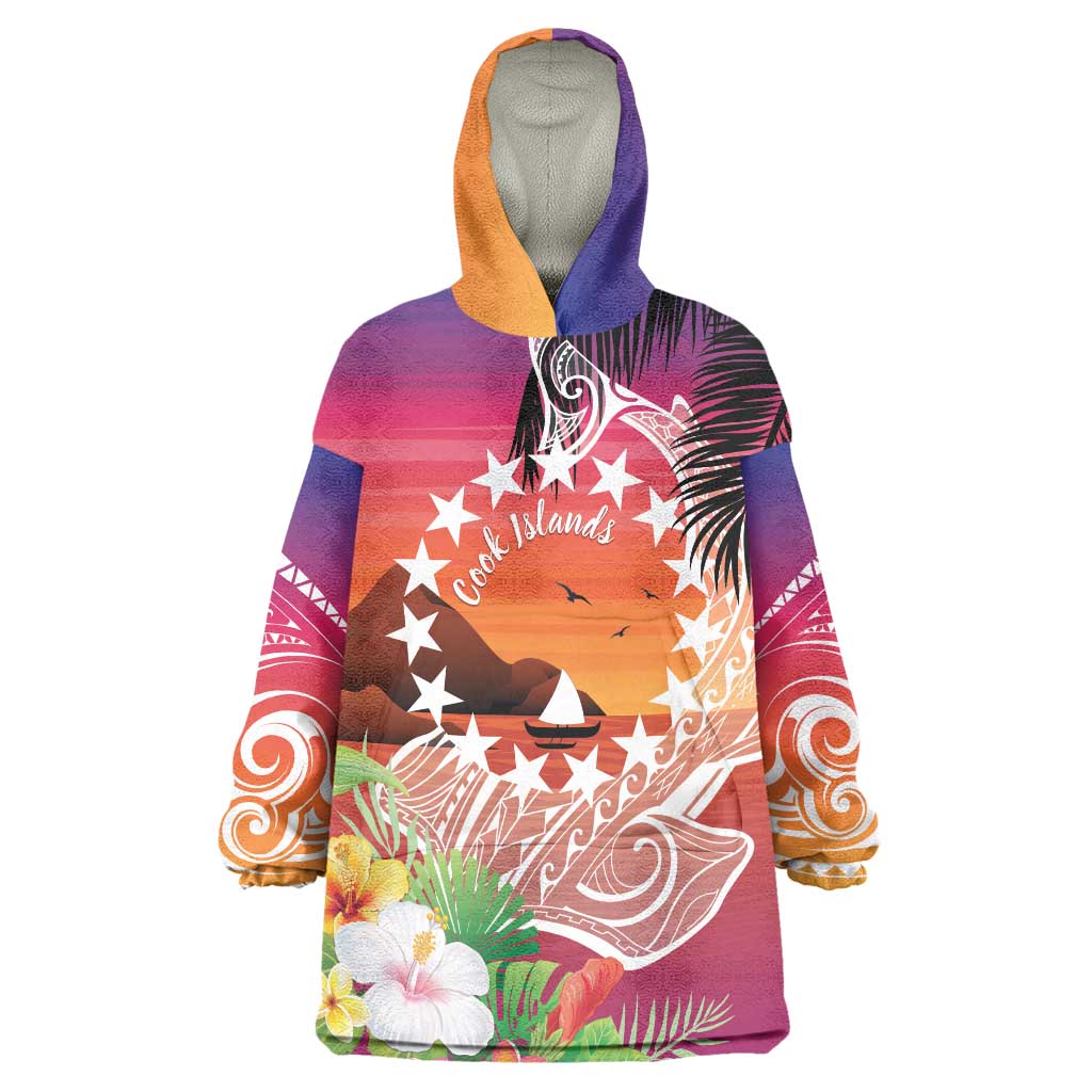 Kia Orana Cook Islands Wearable Blanket Hoodie Sunset Dream LT7 One Size Art - Polynesian Pride
