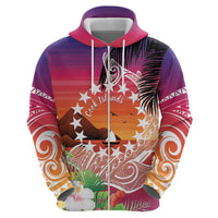Kia Orana Cook Islands Zip Hoodie Sunset Dream
