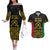 Vanuatu Indipendens Dei Couples Matching Off The Shoulder Long Sleeve Dress and Hawaiian Shirt Tribal Sand Drawing