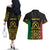 Vanuatu Indipendens Dei Couples Matching Off The Shoulder Long Sleeve Dress and Hawaiian Shirt Tribal Sand Drawing