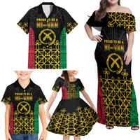 Vanuatu Indipendens Dei Family Matching Off Shoulder Maxi Dress and Hawaiian Shirt Tribal Sand Drawing LT7 - Polynesian Pride