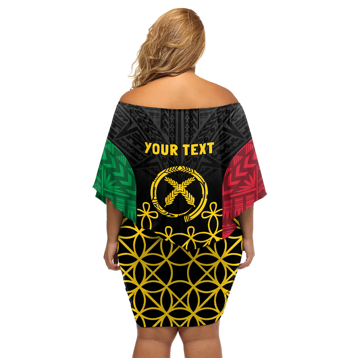 Vanuatu Indipendens Dei Family Matching Off Shoulder Short Dress and Hawaiian Shirt Tribal Sand Drawing LT7 - Polynesian Pride