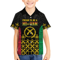 Vanuatu Indipendens Dei Family Matching Off Shoulder Short Dress and Hawaiian Shirt Tribal Sand Drawing LT7 Son's Shirt Colorful - Polynesian Pride