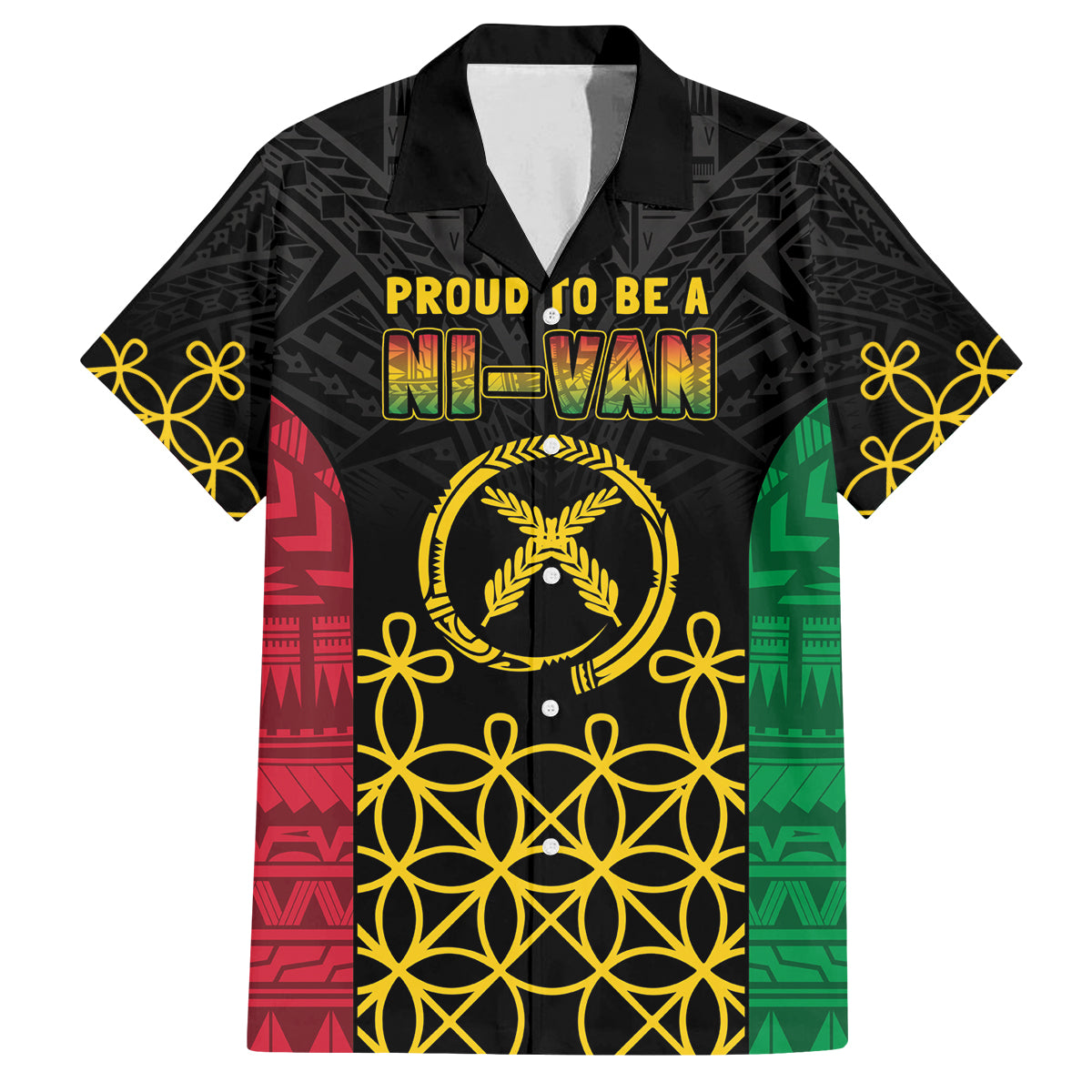 Vanuatu Indipendens Dei Family Matching Puletasi and Hawaiian Shirt Tribal Sand Drawing LT7 Dad's Shirt - Short Sleeve Colorful - Polynesian Pride