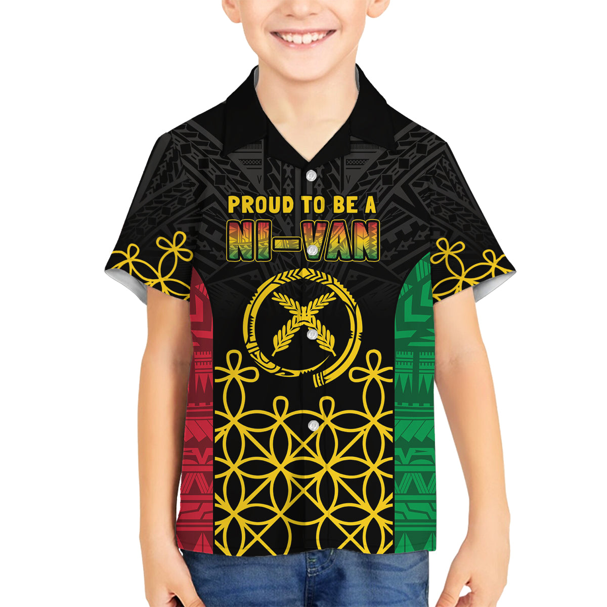 Vanuatu Indipendens Dei Family Matching Summer Maxi Dress and Hawaiian Shirt Tribal Sand Drawing LT7 Son's Shirt Colorful - Polynesian Pride