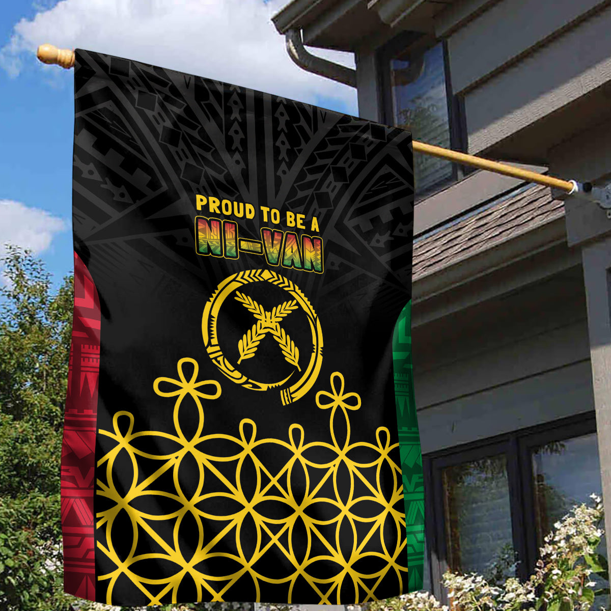 Vanuatu Indipendens Dei Garden Flag Tribal Sand Drawing