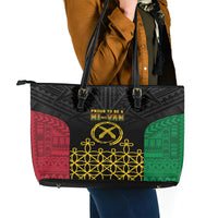 Vanuatu Indipendens Dei Leather Tote Bag Tribal Sand Drawing LT7 - Polynesian Pride