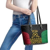 Vanuatu Indipendens Dei Leather Tote Bag Tribal Sand Drawing LT7 - Polynesian Pride
