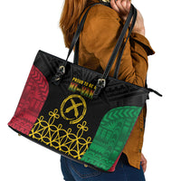 Vanuatu Indipendens Dei Leather Tote Bag Tribal Sand Drawing LT7 - Polynesian Pride