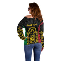 Vanuatu Indipendens Dei Off Shoulder Sweater Tribal Sand Drawing