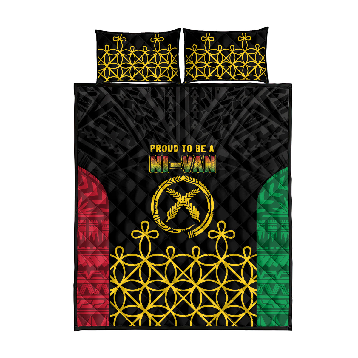 Vanuatu Indipendens Dei Quilt Bed Set Tribal Sand Drawing